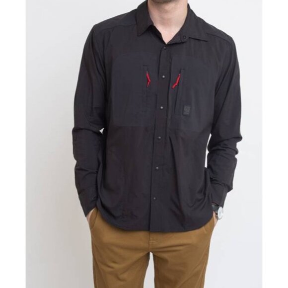 Topo Designs Long Sleeve Water Repellant Black Tech Shirt Men's Sz M - Picture 3 of 9
